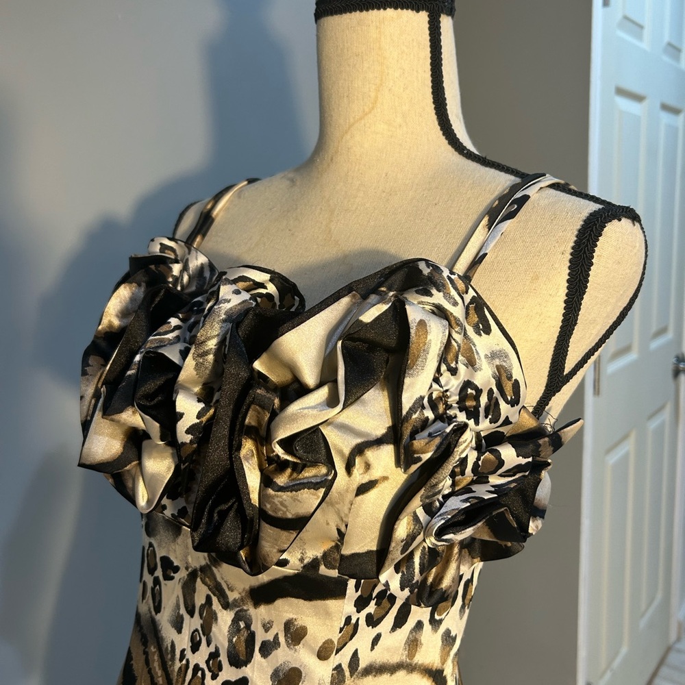 Animal print long dress. Elegant, party dress.